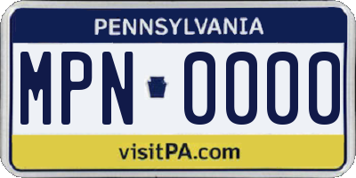 PA license plate MPN0000