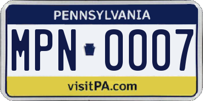 PA license plate MPN0007
