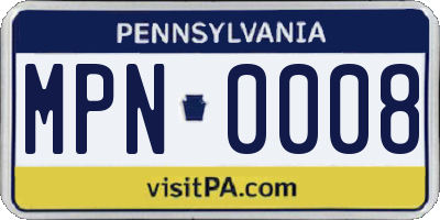 PA license plate MPN0008