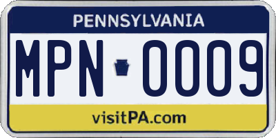 PA license plate MPN0009