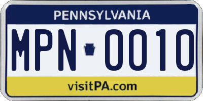PA license plate MPN0010