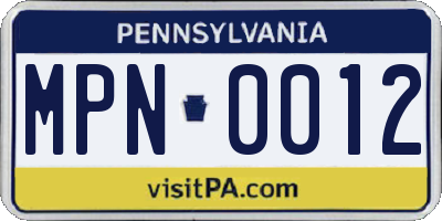 PA license plate MPN0012