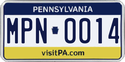 PA license plate MPN0014