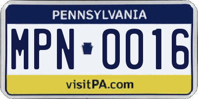PA license plate MPN0016