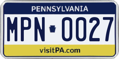 PA license plate MPN0027