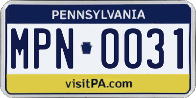 PA license plate MPN0031
