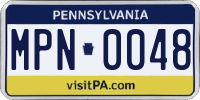 PA license plate MPN0048