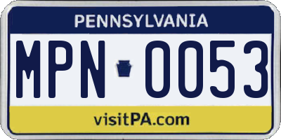 PA license plate MPN0053
