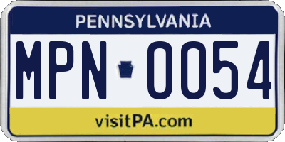 PA license plate MPN0054