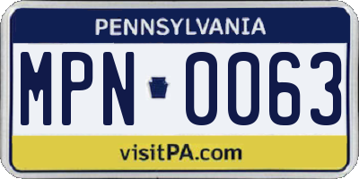 PA license plate MPN0063