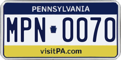 PA license plate MPN0070