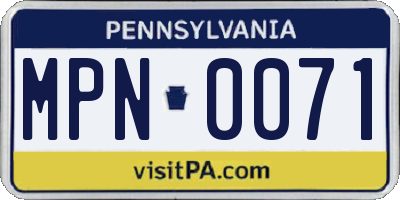 PA license plate MPN0071