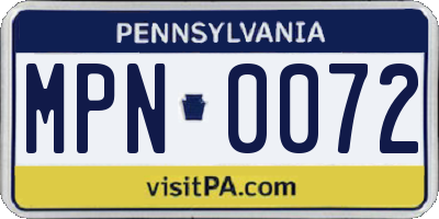 PA license plate MPN0072