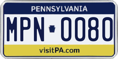 PA license plate MPN0080