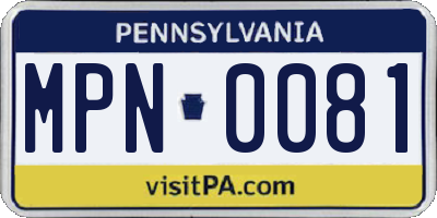 PA license plate MPN0081