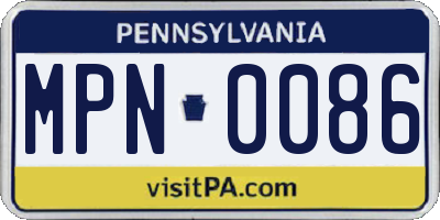 PA license plate MPN0086