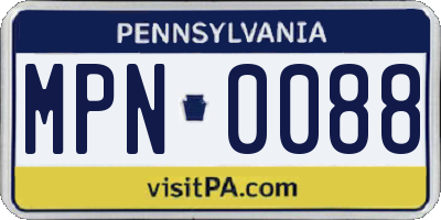 PA license plate MPN0088