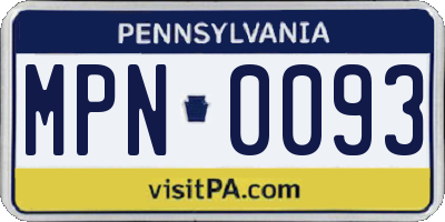 PA license plate MPN0093