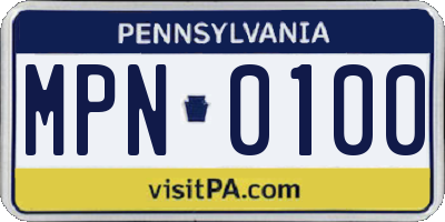 PA license plate MPN0100