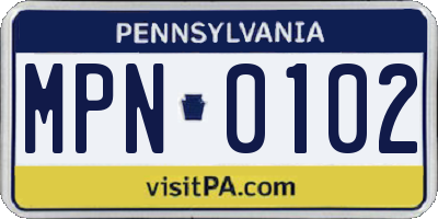 PA license plate MPN0102