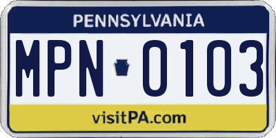 PA license plate MPN0103