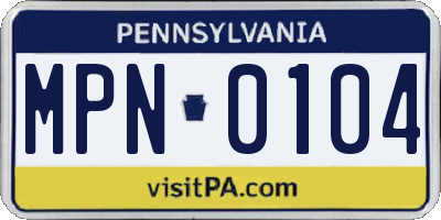 PA license plate MPN0104