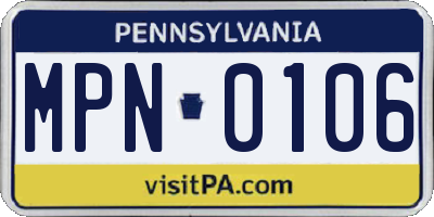 PA license plate MPN0106