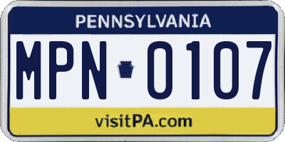 PA license plate MPN0107