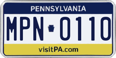 PA license plate MPN0110