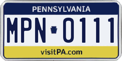 PA license plate MPN0111