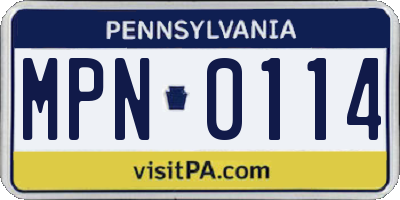 PA license plate MPN0114