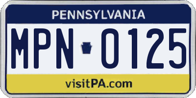 PA license plate MPN0125