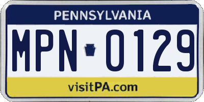 PA license plate MPN0129