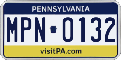 PA license plate MPN0132