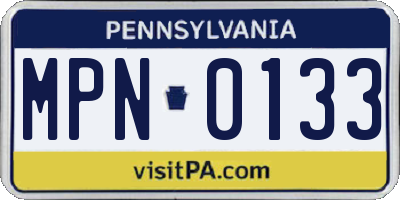 PA license plate MPN0133