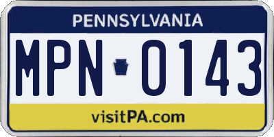 PA license plate MPN0143