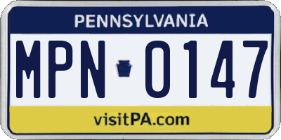 PA license plate MPN0147
