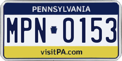 PA license plate MPN0153