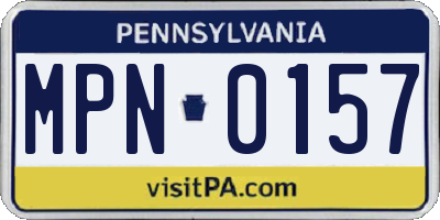 PA license plate MPN0157