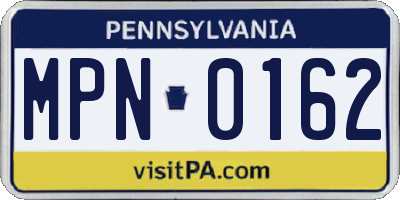 PA license plate MPN0162