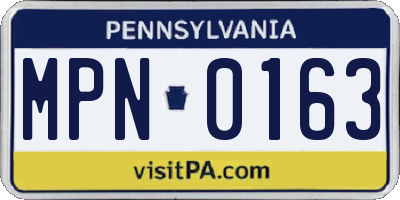 PA license plate MPN0163