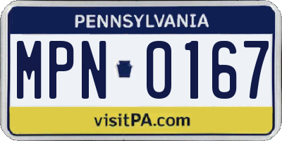 PA license plate MPN0167