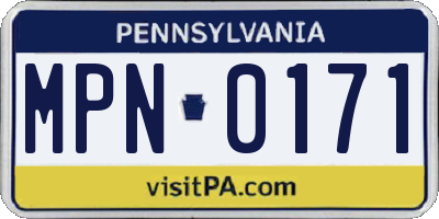 PA license plate MPN0171