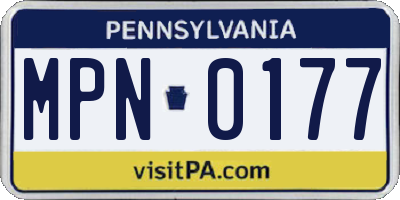 PA license plate MPN0177