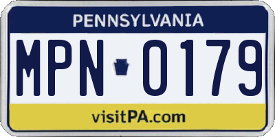 PA license plate MPN0179