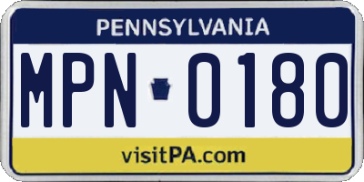 PA license plate MPN0180