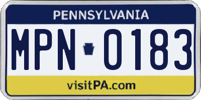 PA license plate MPN0183