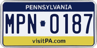 PA license plate MPN0187