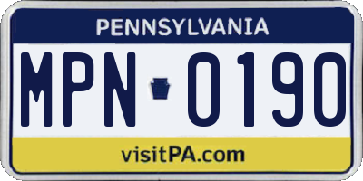 PA license plate MPN0190
