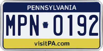 PA license plate MPN0192